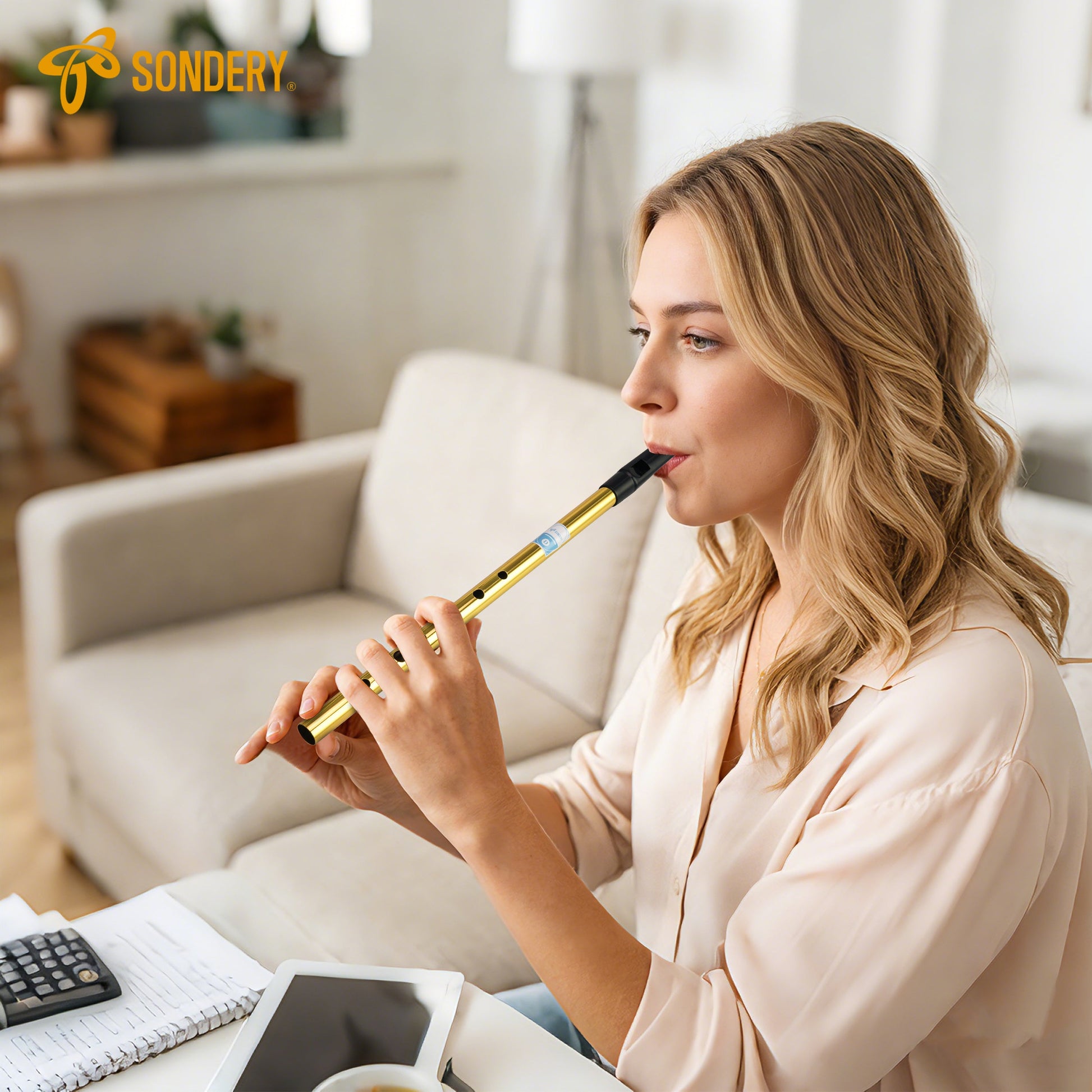 Sondery Irish Tin Whistle Key of D Made from Brass A Bright Brass Wind Type Sound Penny Whistle Sondery Music