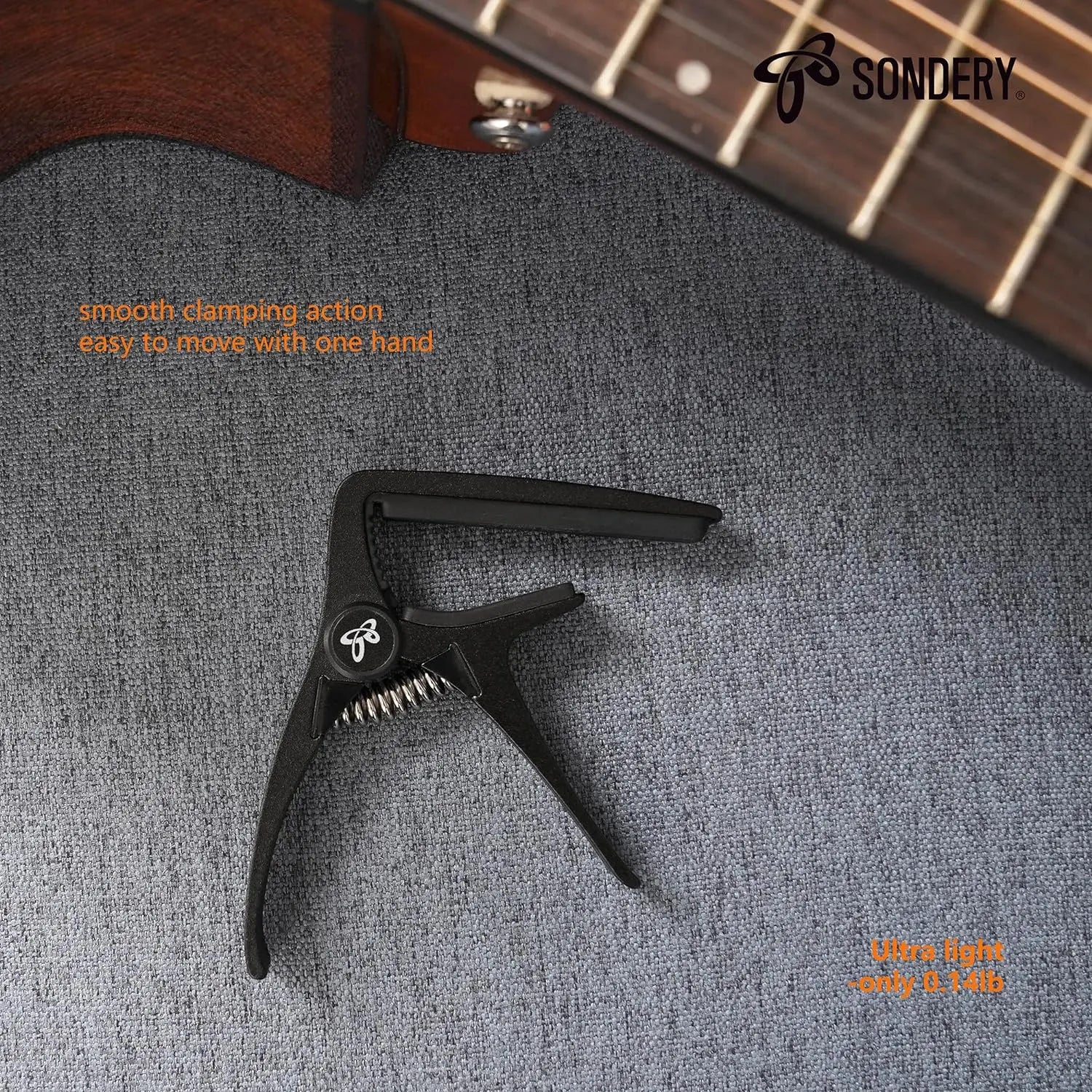 Sondery Capo for Classical Guitars Ultra Light Metal Capo with Premium Black Color for Nylon Strings Wide Neck Guitars Extremely Constructed with Steel Spring Trigger Sondery Music