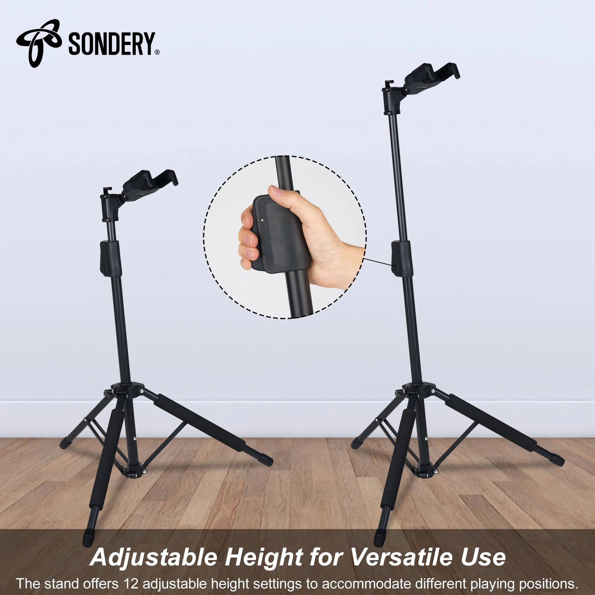 Sondery Guitar Stand for Any Guitar, Bass with Any finish, Foldable Adjustable Auto-locking Tripod Floor Stand Sondery Music