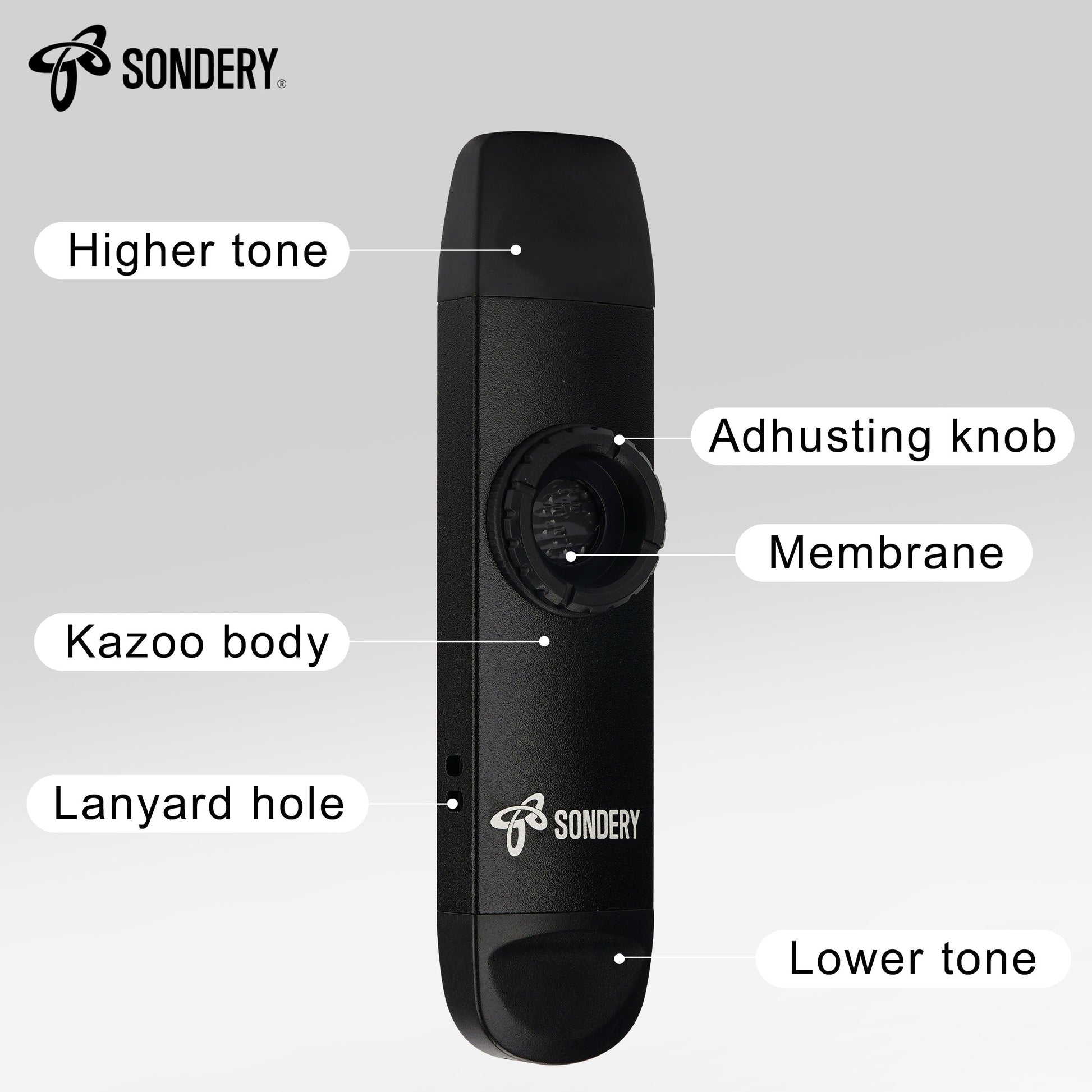 Sondery Professional Metal Kazoo, Dual Head Kazoo Includes Lanyard and 5 Membranes for All Ages and Occasions Sondery Music