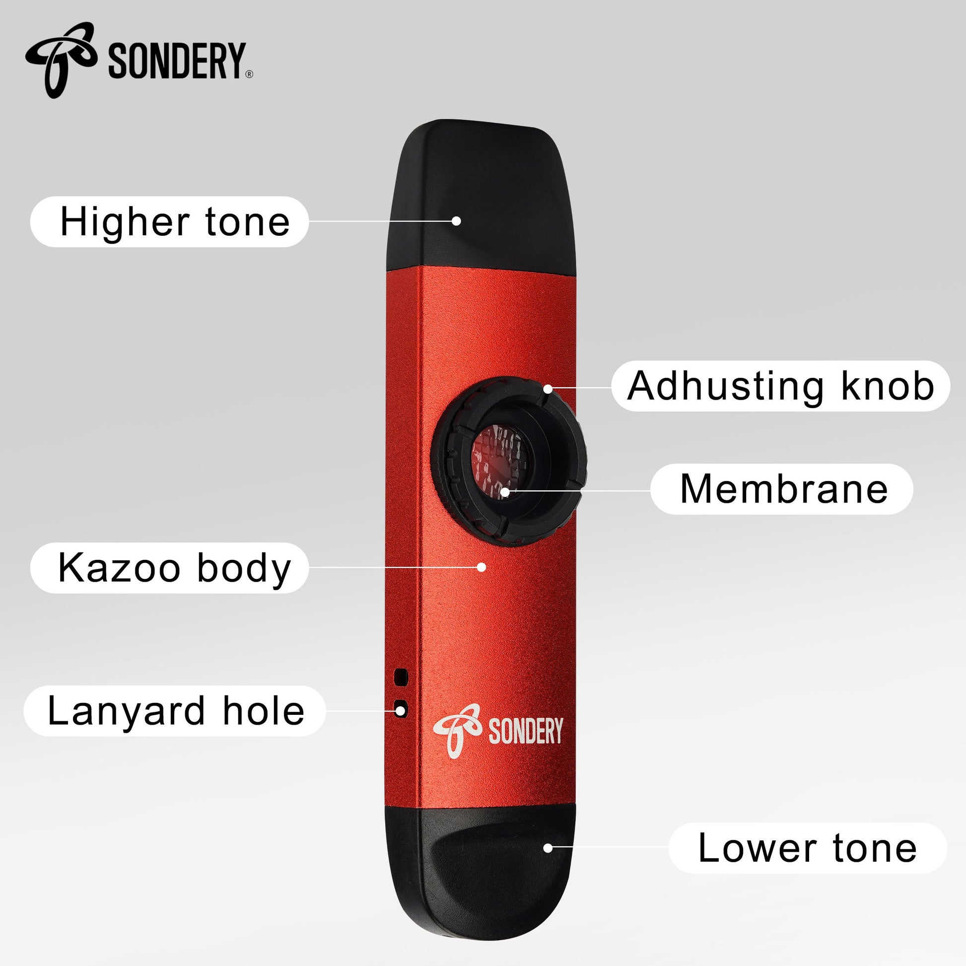 Sondery Professional Metal Kazoo, Dual Head Kazoo Includes Lanyard and 5 Membranes for All Ages and Occasions Sondery Music